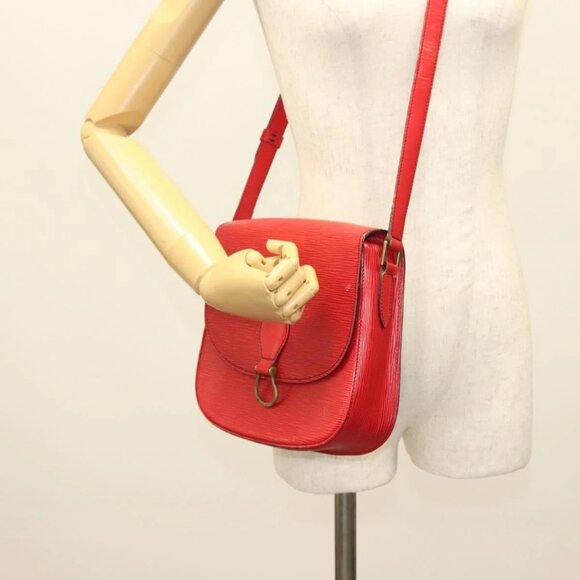 LOUIS VUITTON Epi Saint Cloud GM Shoulder Bag Red